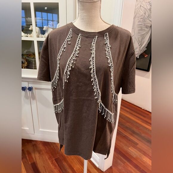 Fantastic Fawn Embellished Brown Women's Top - Picture 3 of 4